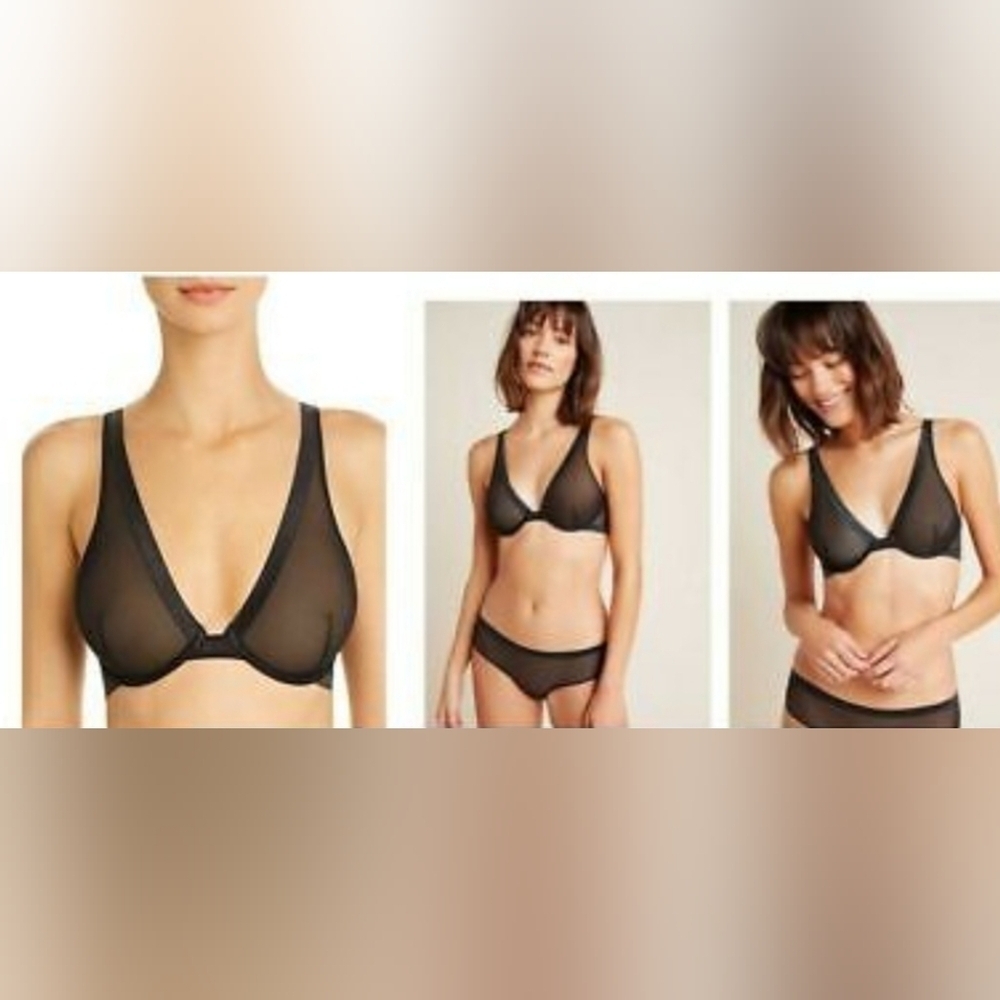 Jason Wu Bra Banded Plunge Underwire Black Size 32B